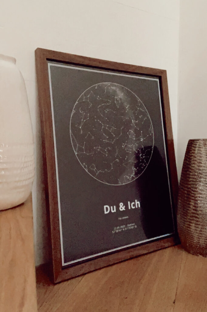 Picture in a wooden frame showing stars