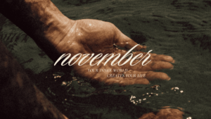 Wallpaper "November" with a picture of hands in a sea filling them with water